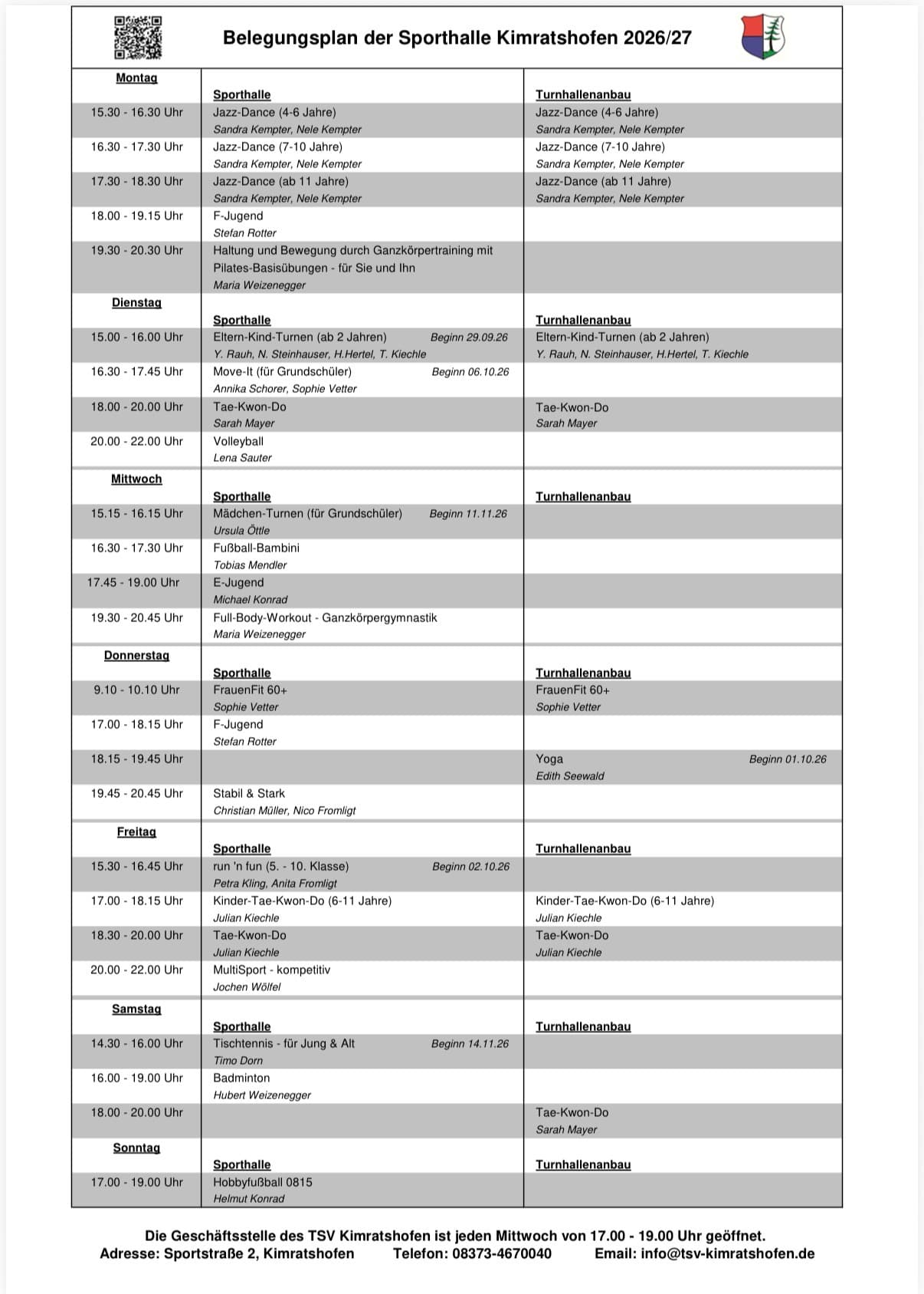Hallenbelegungsplan 26/27